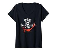 Mujer Póster de Meme de Batman con Cita de Joker por qué Tan Serio Camiseta Cuello V