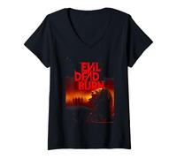 Mujer Póster de película de Terror Evil Dead Burn Arte Halloween Camiseta Cuello V