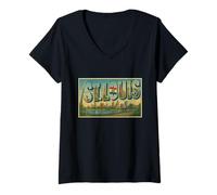 Mujer Póster de Recuerdo de Viaje Vintage de San Luis Missouri Camiseta Cuello V