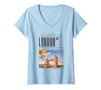 Mujer Póster de Viaje de Londres, Cultura británica, Ciudad de LON Camiseta Cuello V