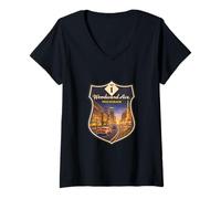 Mujer Póster de Viaje Vintage Woodward Road M-1 Metro Detroit MI Camiseta Cuello V