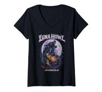 Mujer Póster de Werewolf Metal Music Band Dark Fantasy Gothic Moon Camiseta Cuello V