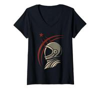 Mujer Póster Retro de la URSS del Arte constructivista de la Propaganda soviética Camiseta Cuello V