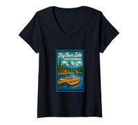 Mujer Póster retro vintage de Big Bear Lake California CA Camiseta Cuello V