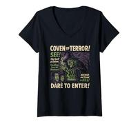 Mujer Póster Vintage de la película de Bruja de Terror de Halloween Camiseta Cuello V
