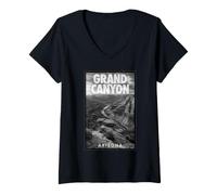 Mujer Póster Vintage del Gran Cañón Arizona, Recuerdo de Viaje de Naturaleza Camiseta Cuello V