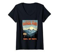 Mujer Póster vintage Protect Our National Parks Senderismo Hombres Mujeres Camiseta Cuello V