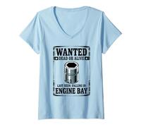 Mujer Póster Wanted, 10 mm, con Forma de Enchufe, Meme, Coche, Divertido mecánico Camiseta Cuello V