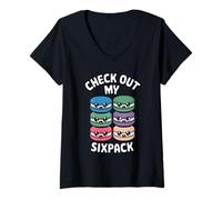 Mujer Postre Echa un vistazo a mi Sixpack Macaron Camiseta Cuello V
