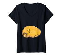 Mujer Potato Frenchie Camiseta Cuello V
