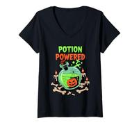 Mujer Potion Powered Funny Potions Magic Halloween Camiseta Cuello V
