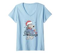 Mujer Pound Puppies Christmas Happy Holidays Distressed Style Art Camiseta Cuello V