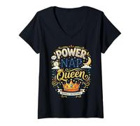 Mujer Power Nap Queen es un Amante del sueño Completamente renovado Camiseta Cuello V