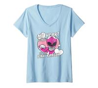 Mujer Power Rangers My Heart Belongs To The Pink Ranger Vintage Camiseta Cuello V