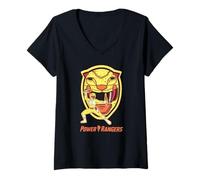 Mujer Power Rangers Yellow Ranger Trini Kwan Sabertooth Tiger Camiseta Cuello V