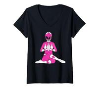 Mujer Power Rangers Yoga Pink Camiseta Cuello V