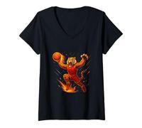 Mujer Power Slam de Tigre de Baloncesto Feroz Camiseta Cuello V