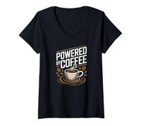 Mujer Powered by Coffee Bold Coffee Cup Cafeine Energy Camiseta Cuello V