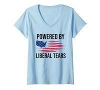 Mujer Powered by Liberal Tears Flag Anti Liberal Make Liberals Cry Camiseta Cuello V