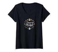 Mujer Powered by Moonlight Moon Phases Celestial Lunar Design Camiseta Cuello V
