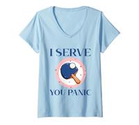 Mujer Powered by Spin & Bad Decisions Funny Retro Table Tennis Camiseta Cuello V