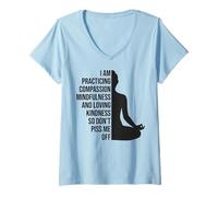 Mujer Practico la Compasión y la Atención Plena Camiseta Cuello V