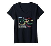 Mujer Praga Metro Checo Suburban Railway - Souvenir Ruta Mapa Camiseta Cuello V