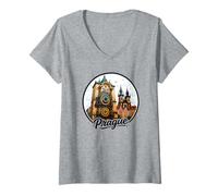 Mujer Praga República Checa Souvenir Praga Camiseta Cuello V