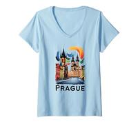 Mujer Praga República Checa Souvenir Praga Camiseta Cuello V