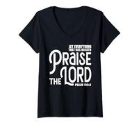 Mujer Praise The Lord Bible Verse Shirt Christian Jesus Shirts Camiseta Cuello V