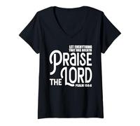 Mujer Praise The Lord Bible Verse Shirt Christian Jesus Shirts Camiseta Cuello V
