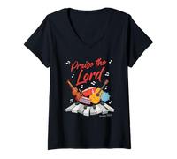 Mujer Praise The Lord - Psalm 150:6 Christian Church Worship Color Camiseta Cuello V
