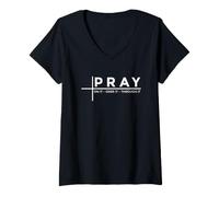 Mujer Pray On It Pray Over It Pray Through It Camiseta Cuello V
