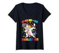 Mujer Pre-K Graduación Dabbing Unicorn Nailed it Pre Kindergarten Camiseta Cuello V