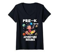 Mujer Pre-K Where The Adventure Begins Back To School For Boys Camiseta Cuello V