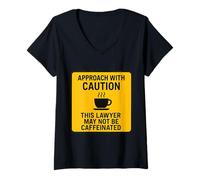 Mujer Precaución Este Abogado Puede No Ser Caffeinated Café Amante Diversión Camiseta Cuello V