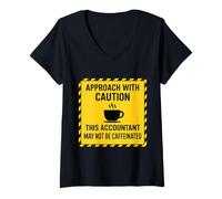 Mujer Precaución Este Contador Puede no ser un Amante del café con cafeína Camiseta Cuello V