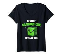 Mujer Precaución Gelatinous Cube le Encanta abrazar Camiseta Cuello V