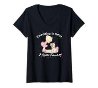 Mujer Precious Moments Better with Friends Cute Dog Ballet Dancing Camiseta Cuello V