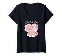 Mujer Precious Moments Purrfect Love Cat Sweet Cute Retro Kitty Camiseta Cuello V