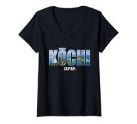 Mujer Prefectura de Kochi Japón Ciudad de Japón Vintage Diseño Camiseta Cuello V
