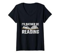 Mujer Preferiría Estar Leyendo Leer Reserve Lector Lectura Camiseta Cuello V