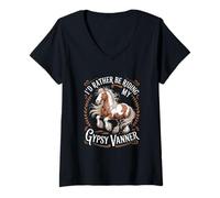 Mujer Preferiría Estar Montando a mi Gitana Vanner Camiseta Cuello V