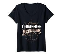 Mujer Prefiero estar en mi propietario de barco Capitán de crucero de barco Camiseta Cuello V