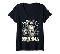 Mujer Prefiero Estar Escuchando a Brahms Camiseta Cuello V