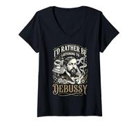 Mujer Prefiero Estar Escuchando a Debussy Camiseta Cuello V