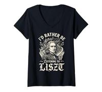 Mujer Prefiero Estar Escuchando a Liszt Camiseta Cuello V