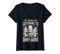 Mujer Prefiero Estar Escuchando a Saint Saens Camiseta Cuello V