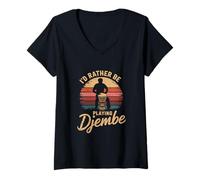 Mujer Prefiero estar jugando al djembe Camiseta Cuello V