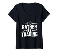 Mujer Prefiero Estar negociando acciones Inversión Divertida Camiseta Cuello V